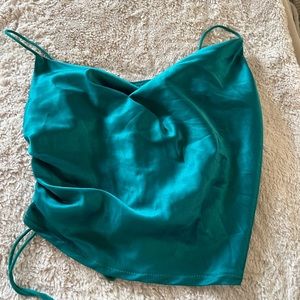 Emerald green cowl crop top